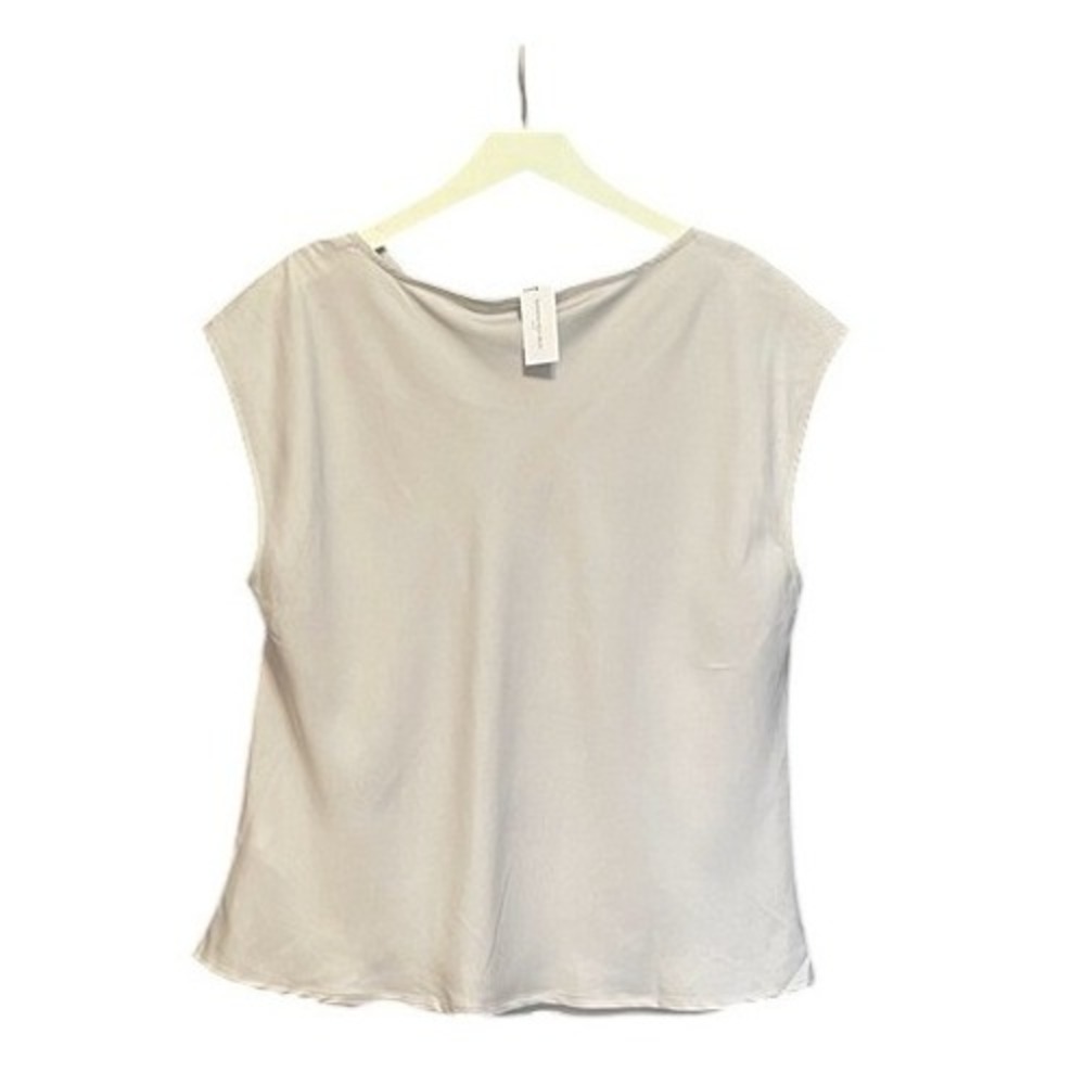 Banana Republic Womens Cowl Neck Cap Sleeve Blouse Light Gray‎ Large 570010-05-1 - Picture 3 of 6